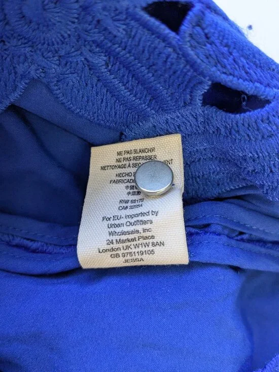 Saylor x Free People Jessa Foil Lace Dress Royal Blue Mini Dress Summer Size XS - Picture 16 of 16